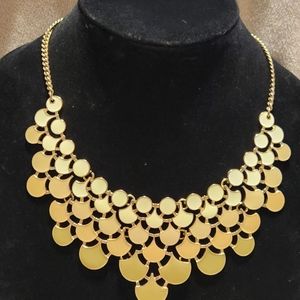 Mika Signed Gold Tone Enamel Art Deco Cleopatra Bib Statement Choker Necklace